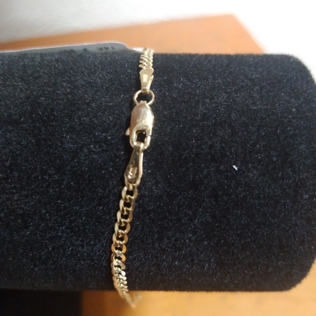 PULSERA TEJIDO BARBADA 14K 21 CM 2.3 GR (NUEVO)