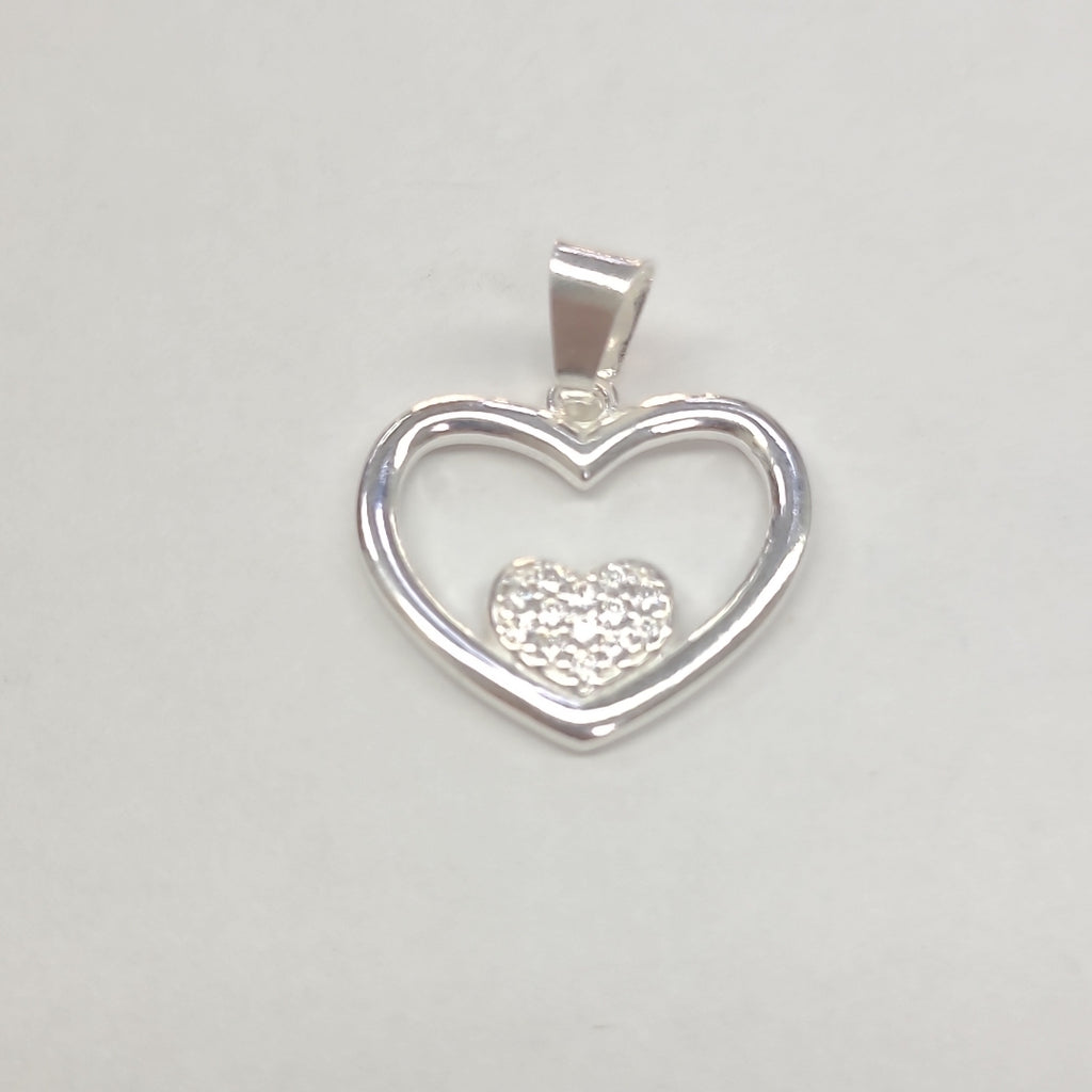 DIJE CORAZON C/CIRCONIAS PLATA .925 2.5 GR (NUEVO)