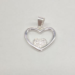 DIJE CORAZON C/CIRCONIAS PLATA .925 2.5 GR (NUEVO)
