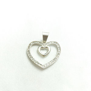 DIJE CORAZON C/CIRCONIAS PLATA .925 2.7 GR (NUEVO)