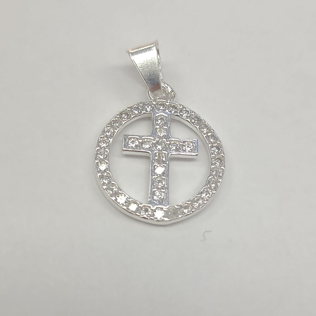 DIJE CRUZ C/CIRCONIAS PLATA .925 2.5 GR (NUEVO)