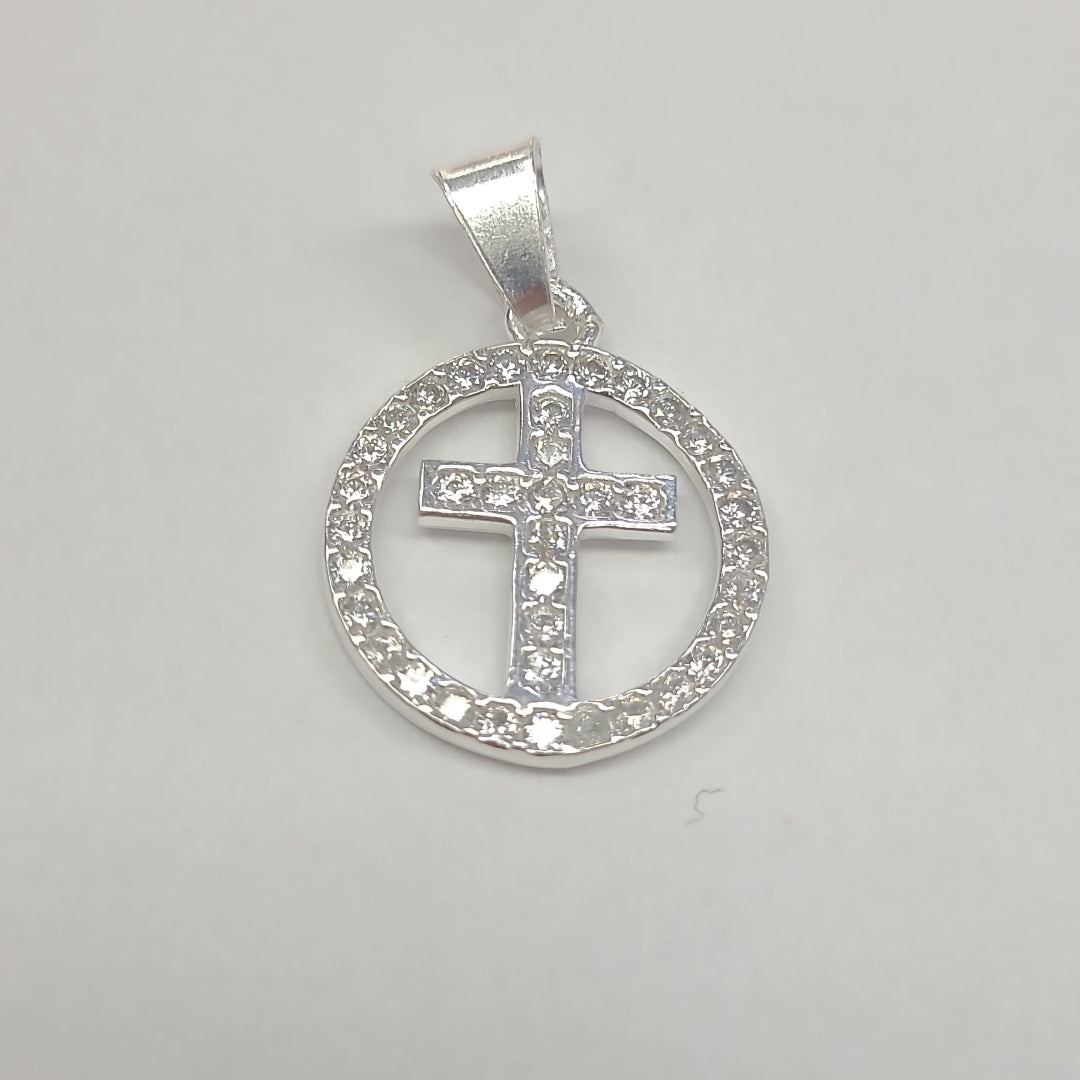 DIJE CRUZ C/CIRCONIAS PLATA .925 2.5 GR (NUEVO)