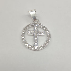 DIJE CRUZ C/CIRCONIAS PLATA .925 2.5 GR (NUEVO)