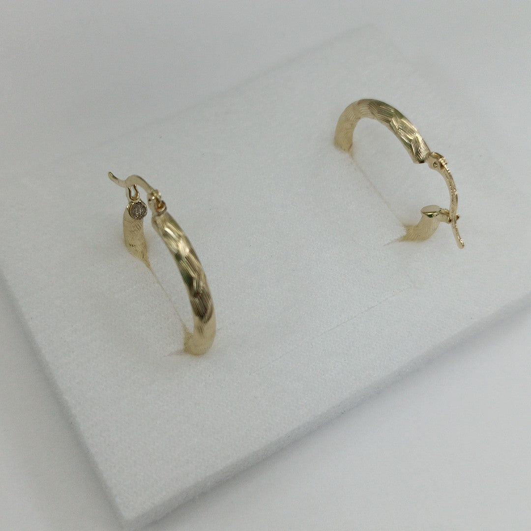 ARETES TEJIDO ARRACADA LABRADA 14K 2.7 GR (NUEVO)