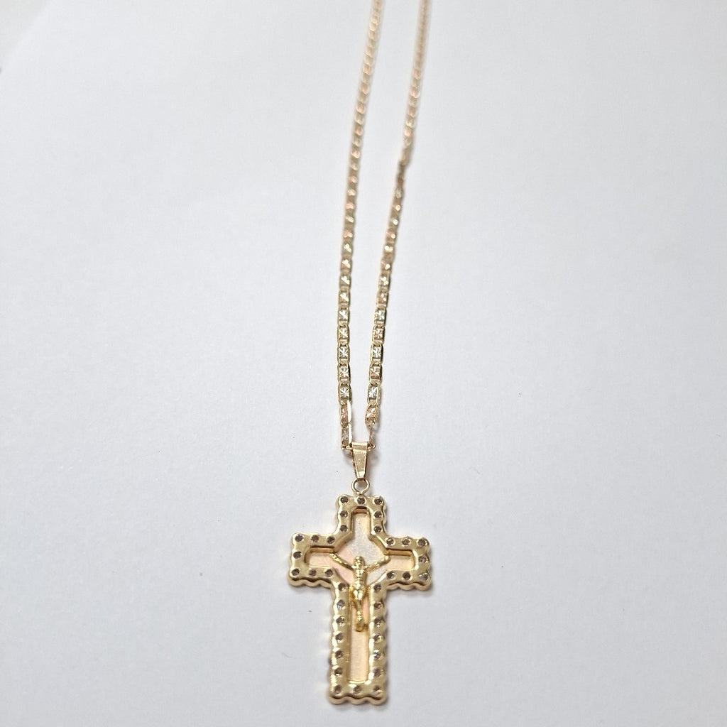 CADENA, CRUCIFIJO ORO, RODIADO 10 K 4.4 GRMS (SEMINUEVO)