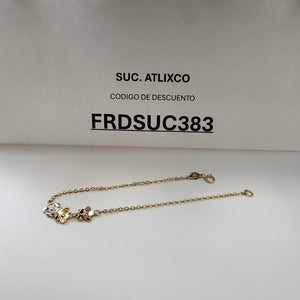 PULSERA TEJIDO ESPECIAL FIG FLORES 14K 18 CM 2.1 GR (NUEVO)