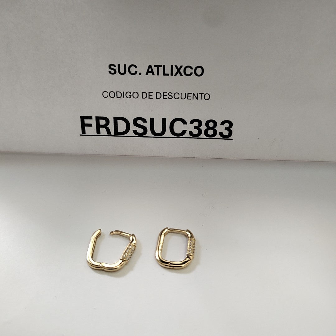 ARETES HUGGIES OVALADA C CIRCONIAS 14K 2.5 GR (NUEVO)