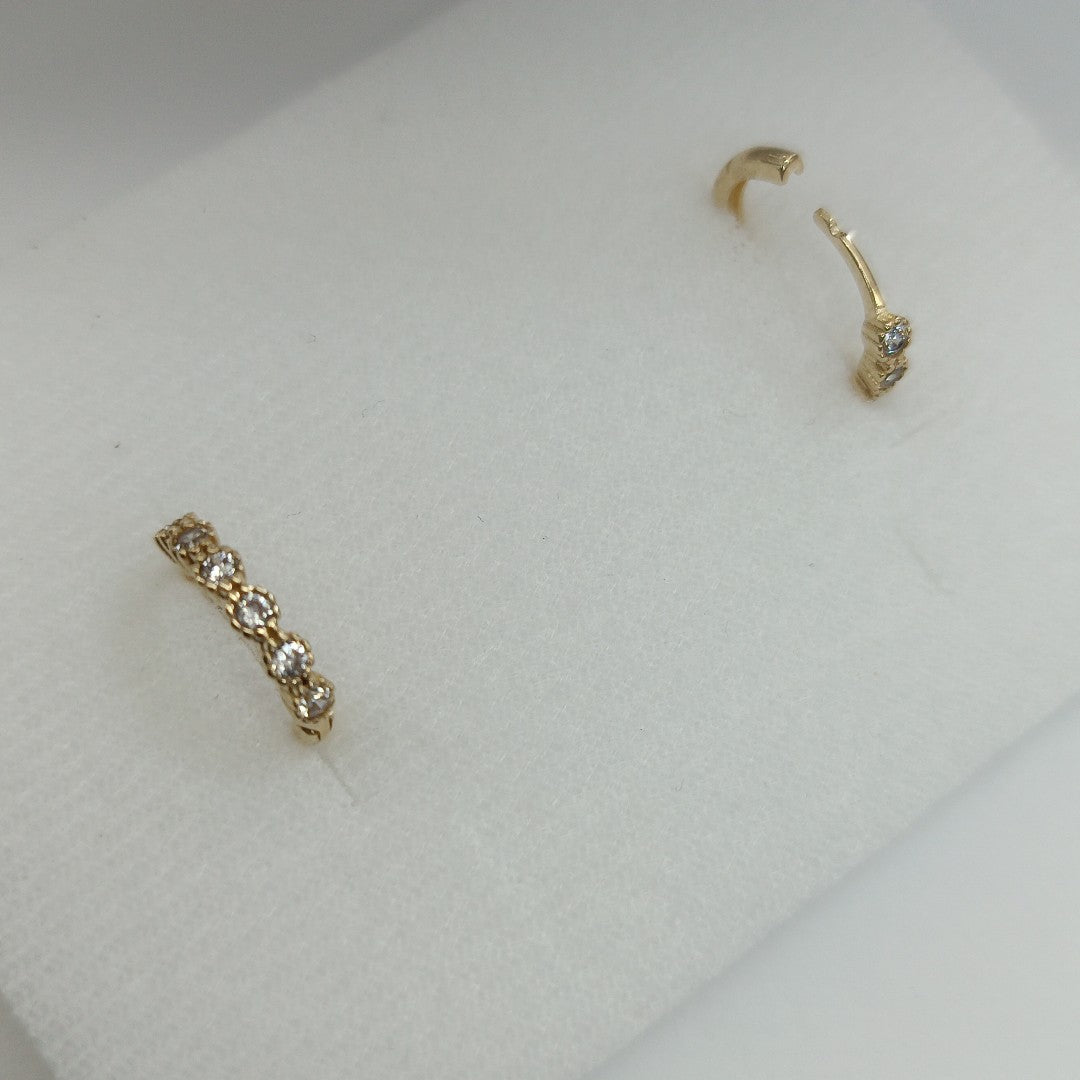 ARETES HUGGIES C CIRCONIAS 14K 2 GR (NUEVO)