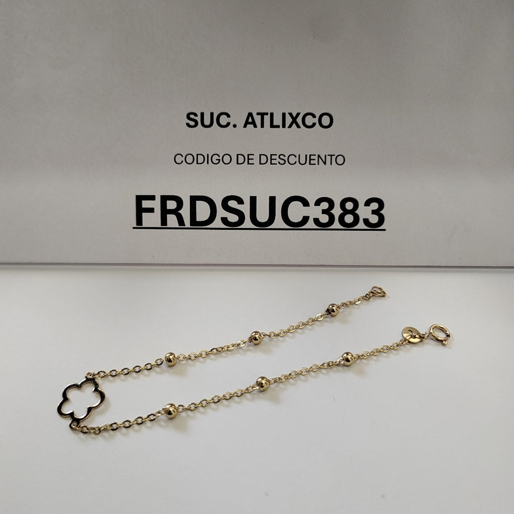 PULSERA TEJIDO ESPECIAL CON FLOR 14K 18 CM 1.6 GR (NUEVO)