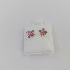 BROQUELES BROQUEL FIG COLIBRI ESMALTE ROSA 14K 0.2138 GR (NUEVO)