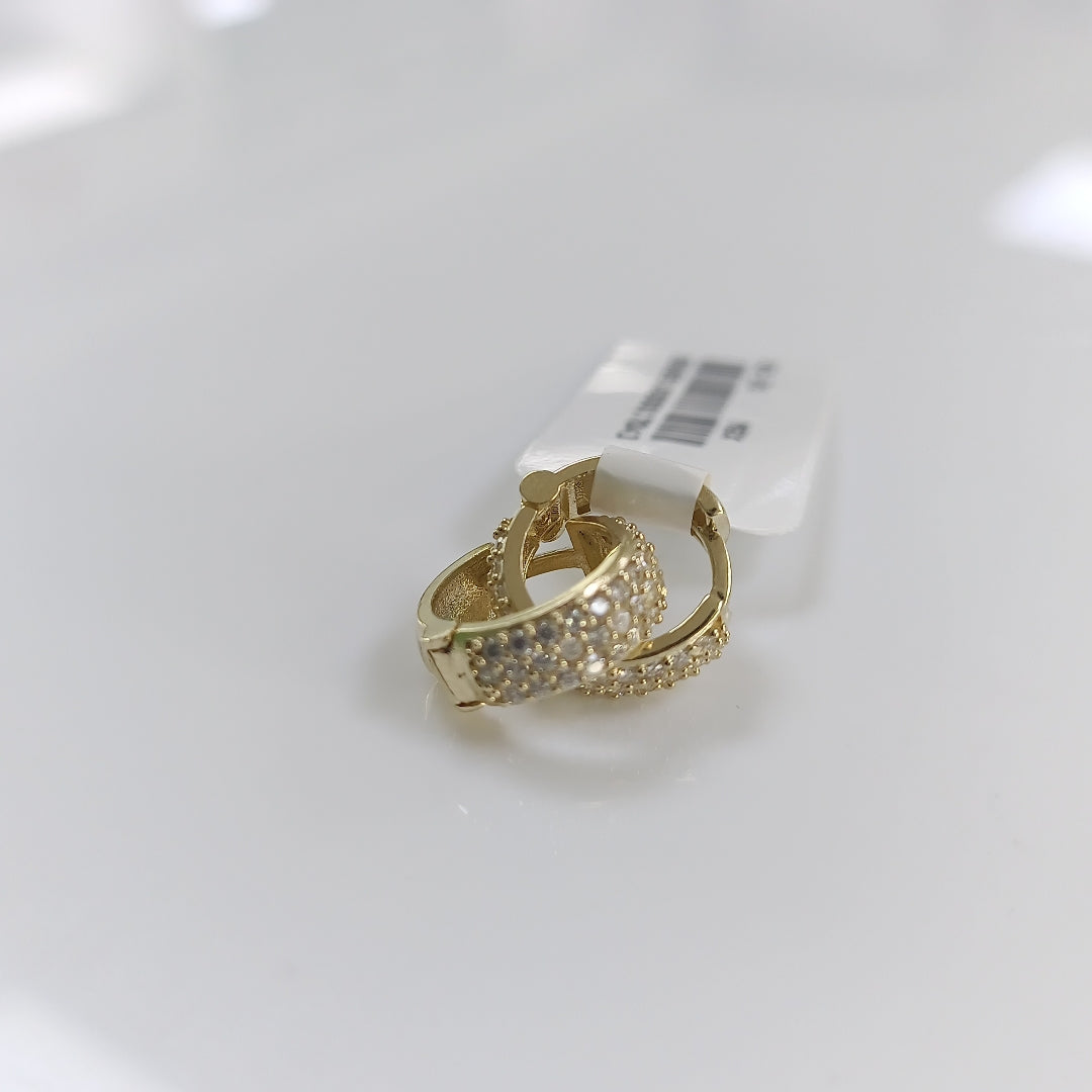 ARETES HUGGIE CON CIRCONIAS 14K 2.1 GR (NUEVO)