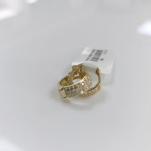 ARETES HUGGIE CON CIRCONIAS 14K 2.1 GR (NUEVO)