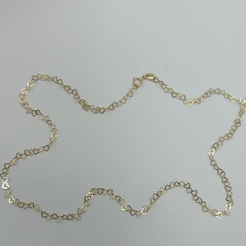 CADENAS TEJIDO CORAZONES ORO 10K 55 CM 2.7 GR (NUEVO)