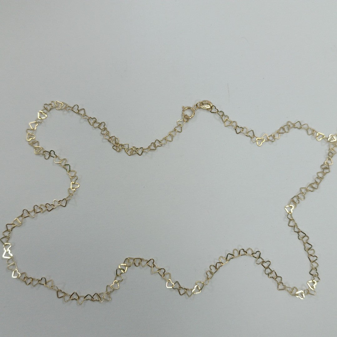 CADENAS TEJIDO CORAZONES ORO 10K 55 CM 2.7 GR (NUEVO)
