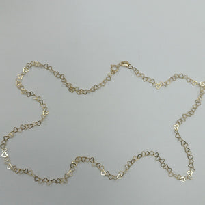 CADENAS TEJIDO CORAZONES ORO 10K 55 CM 2.7 GR (NUEVO)