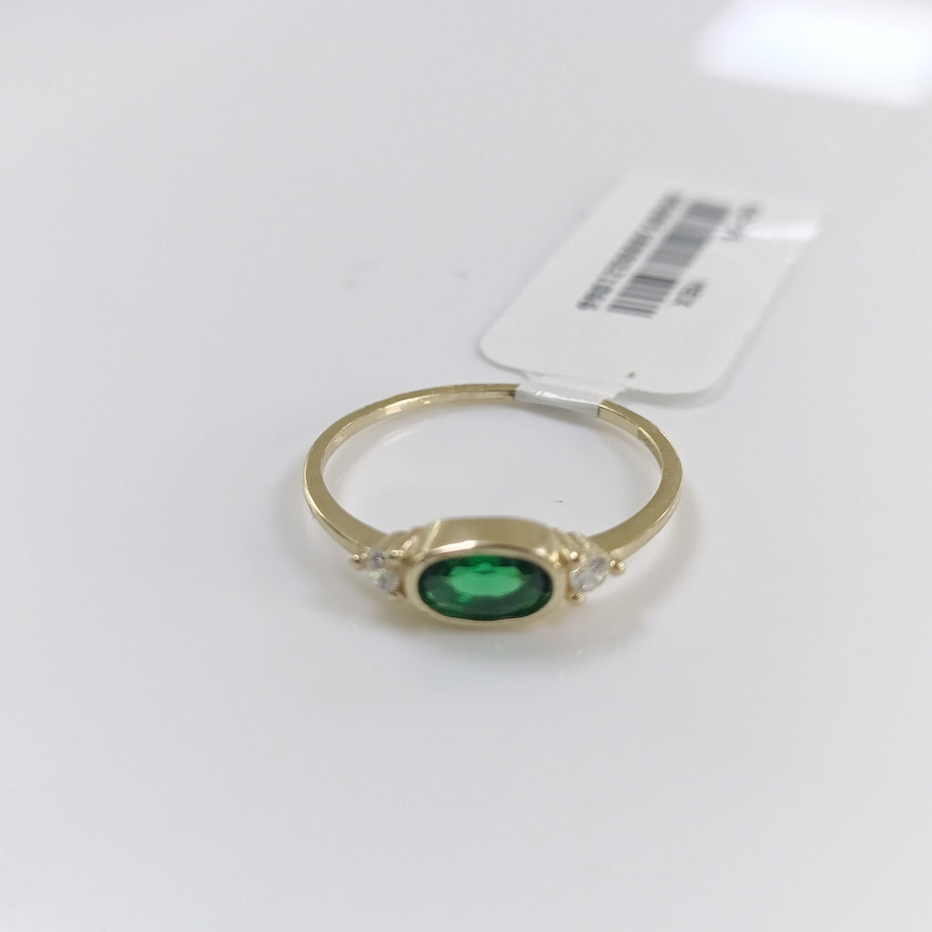 ANILLOS TEJIDO ANILLITO C CIRCONIAS Y PIEDRA VERDE 14K 7 1.2 GR (NUEVO)