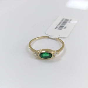 ANILLOS TEJIDO ANILLITO C CIRCONIAS Y PIEDRA VERDE 14K 7 1.2 GR (NUEVO)