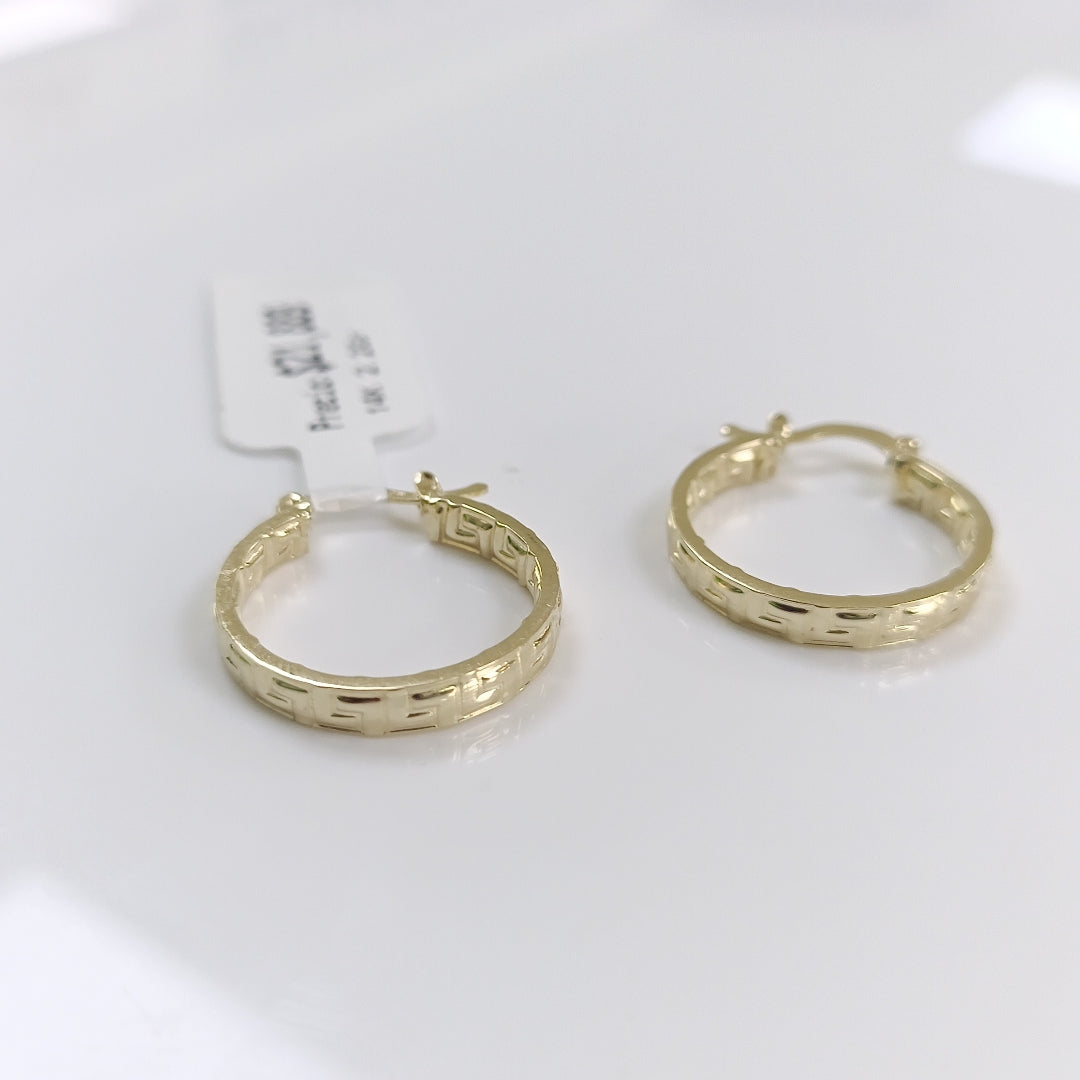 ARETES TEJIDO ARRACADAS TIPO GRECAS 14K 2.2 GR (NUEVO)