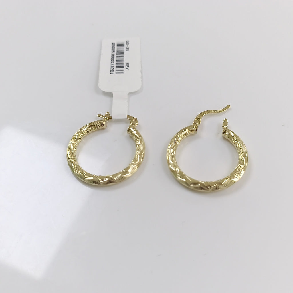 ARETES TEJIDO ARRACADA LABRADA 14K 2.6 GR (NUEVO)