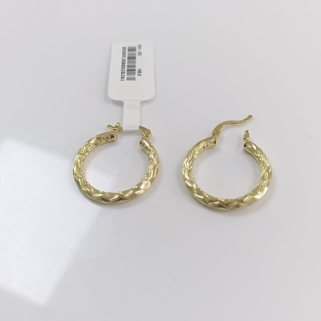 ARETES TEJIDO ARRACADA LABRADA 14K 2.6 GR (NUEVO)