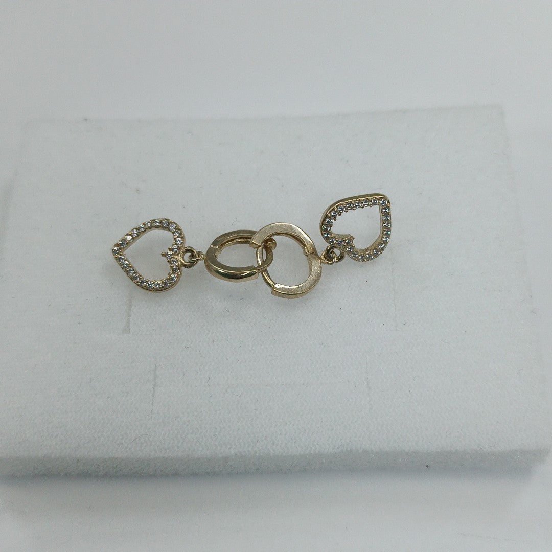ARETES FIG CORAZON C CIRCONIAS 10K 2.6 GR (NUEVO)