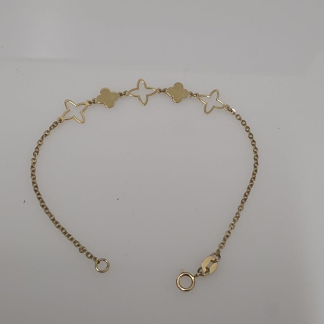 PULSERA TEJIDO ESP CON TREBOL 14K 18 CM 1.6 GR (NUEVO)