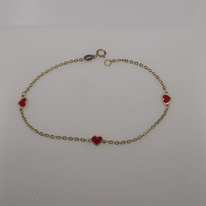 PULSERA ESPECIAL CON CORAZONES 14K 18 CM 1.4 GR (NUEVO)