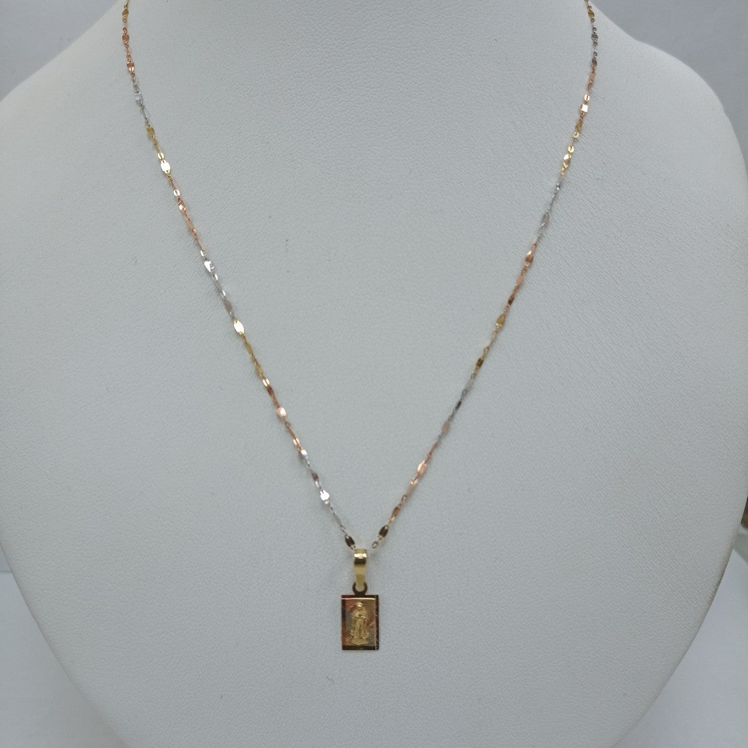 CADENA, MEDALLA RELIGIOSA ORO, ORO COMBINADO 10 K 1.4 GRMS (SEMINUEVO)