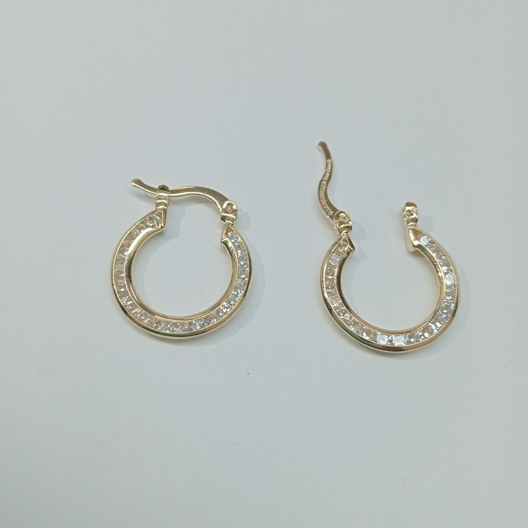 ARETES ARRACADAS CON CIRCONIAS 14K 2.4 GR (NUEVO)
