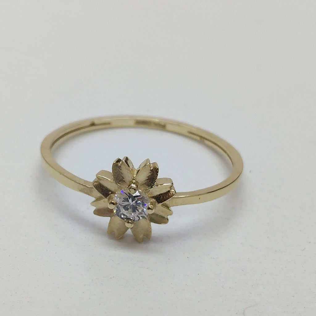 ANILLOS FLOR Y CIRCONIA 14K TALLA 8 1.1 GR (NUEVO)