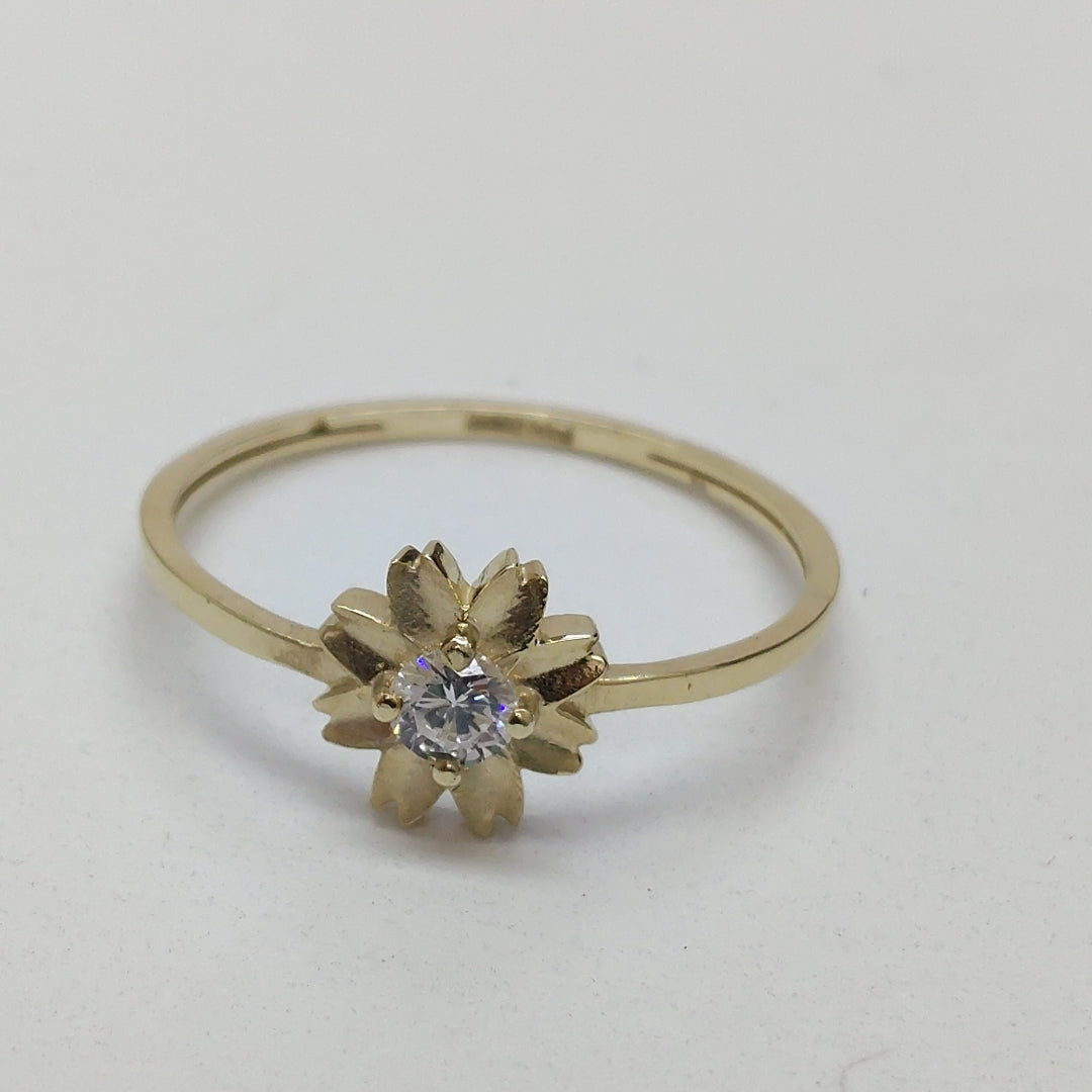 ANILLOS FLOR Y CIRCONIA 14K TALLA 8 1.1 GR (NUEVO)