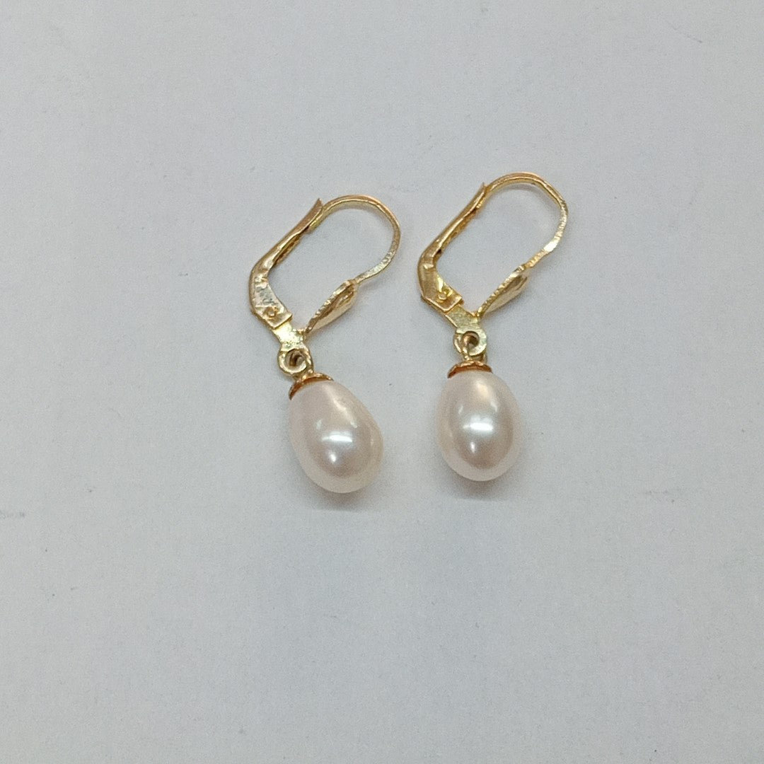 ARETES C PERLAS SINTETICAS 10K 2.4 GR (NUEVO)