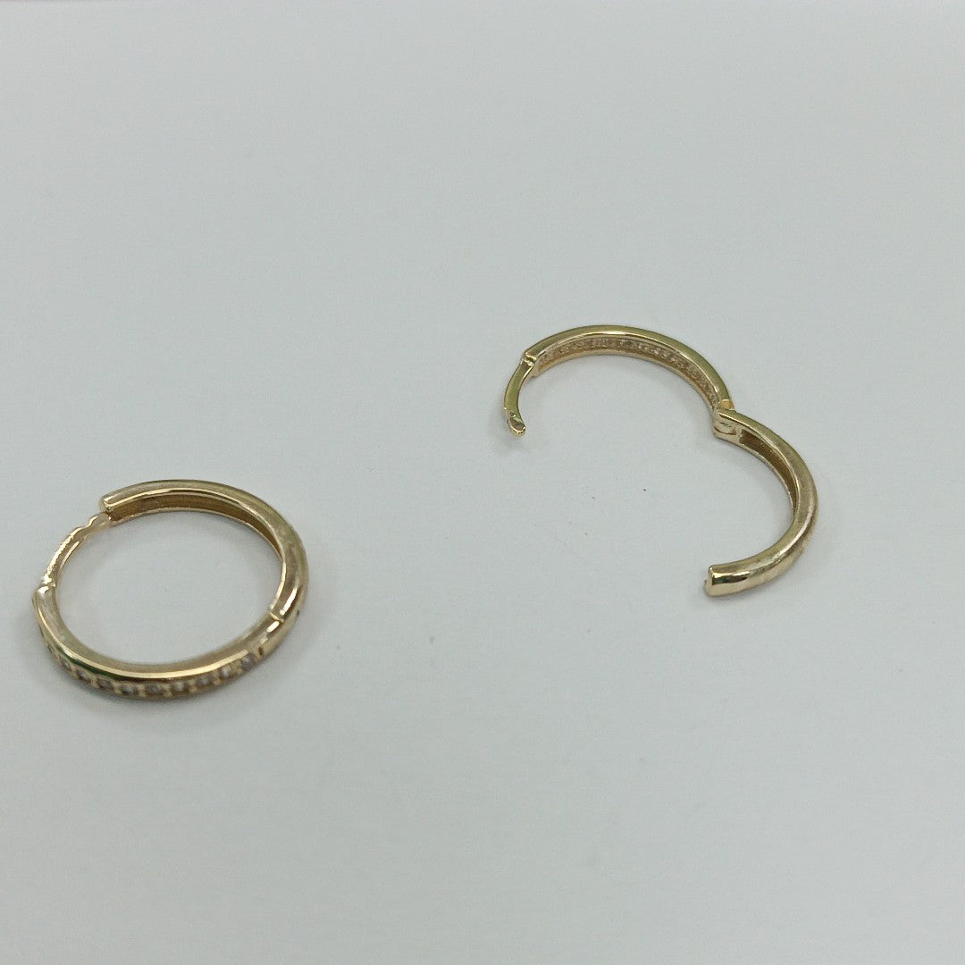 ARETES HUGGIES C CIRCONIA 14K 1.7 GR (NUEVO)