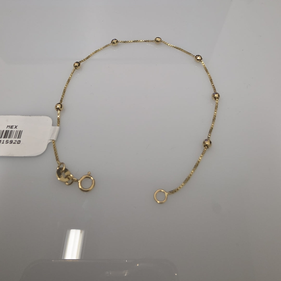 PULSERA ESPECIAL CON BOLITAS 14K 18 CM 1.4 GR (NUEVO)