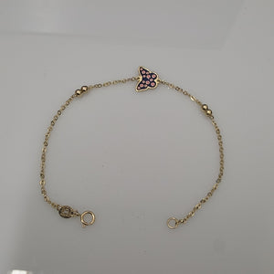 PULSERA TEJIDO ESPECIAL MARIPOSA CON ESMALTE 14K 18 CM 1.9 GR (NUEVO)