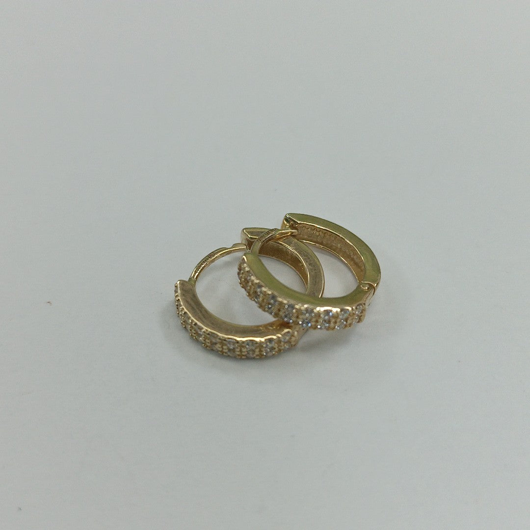 ARETES HUGGIES C CIRCONIAS 14K 1.8 GR (NUEVO)