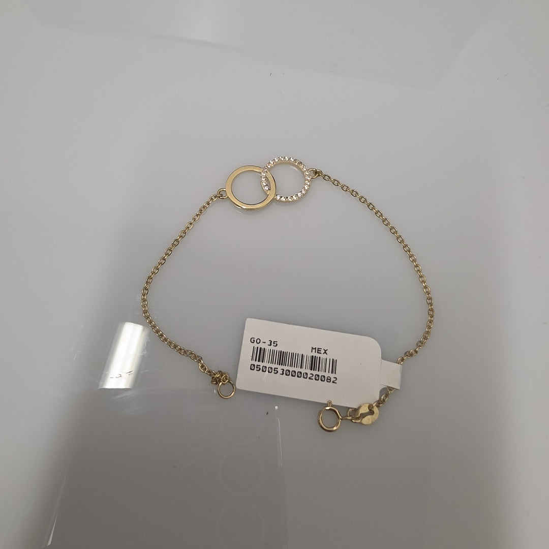 PULSERA TEJIDO ESPECIAL FIG AROS UNIDOS C CIRCS 14K 18 CM 2.1 GR (NUEVO)
