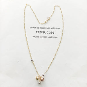 CADENA GARGANTILLA 3X1 CON ESFERAS COMBINADAS 14K 45 CM 3 GR (NUEVO)