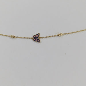 PULSERA TEJIDO ESPECIAL MARIPOSA CON ESMALTE 14K 18 CM 1.9 GR (NUEVO)