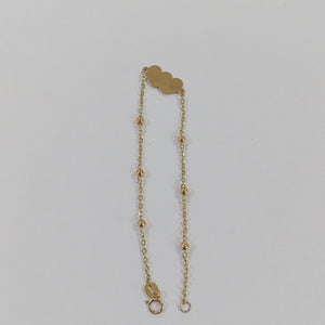 PULSERA TEJIDO ESPECIAL CON DOS CORAZONES 14K 18 CM 1.7 GR (NUEVO)