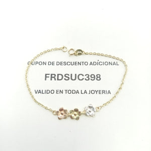 PULSERA TEJIDO ESPECIAL FIG FLORES 14K 18 CM 2.1 GR (NUEVO)