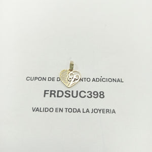 DIJE TEJIDO CORAZON CON CIRCONIAS Y ARBOL DE LA VIDA 14K 0.8 GR (NUEVO)