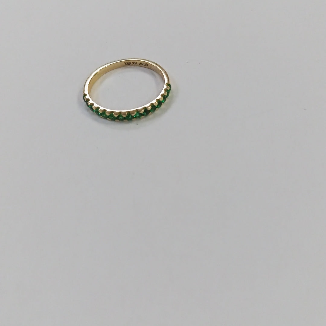 ANILLO ANILLITO MEDIA CHURUMBELA C PDRAS COLOR VERDE 14K 7 TALLA 1.5 GR (NUEVO)