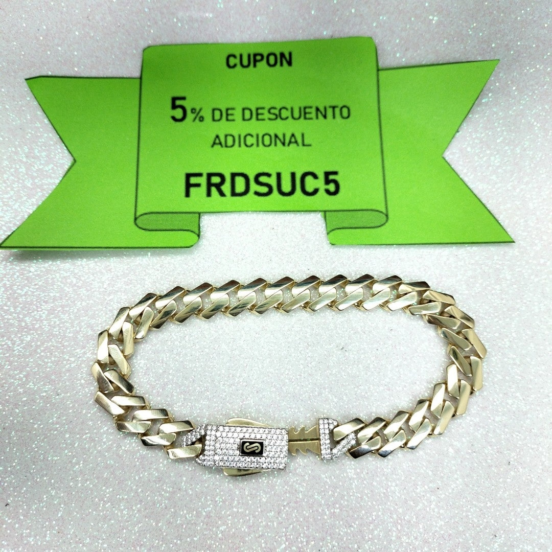PULSERA CABALLERO MONACO ORO 10K 13.3 (NUEVO)