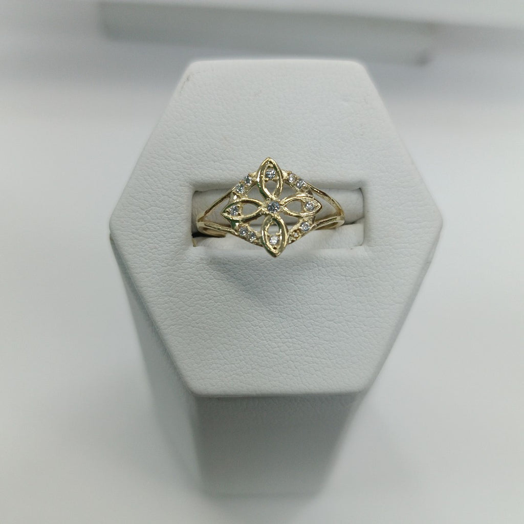 ANILLOS ANILLITO FIG NUDO DE BRUJA CON CIRCONIAS 10K TALLA 7 1.6 GR (NUEVO)