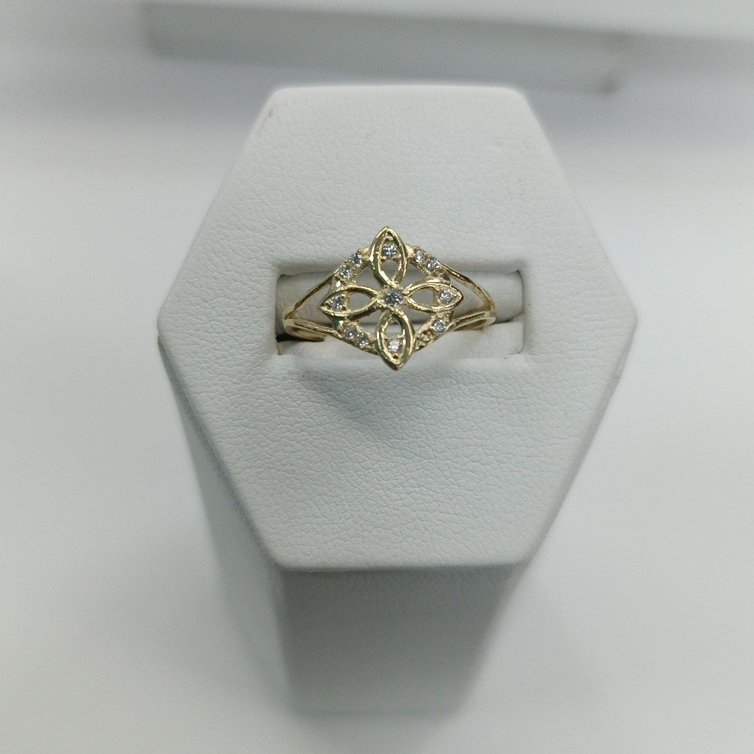 ANILLOS ANILLITO FIG NUDO DE BRUJA CON CIRCONIAS 10K TALLA 7 1.6 GR (NUEVO)