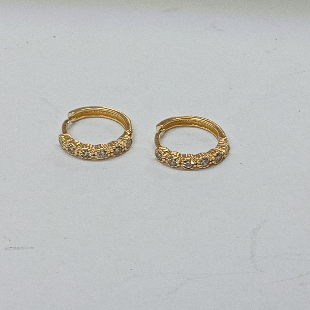 ARETES HUGGIES C CIRCONIAS 14K 2 GR (NUEVO)