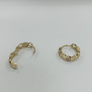 ARETES HUGGIES HEXAGONALES C CIRCONIAS 14K 2.5 GR (NUEVO)