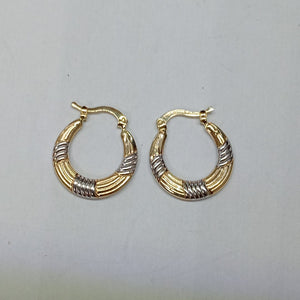 ARETES TEJIDO ARRACADAS COMBINADAS HUECAS 14K 1.8 GR (NUEVO)