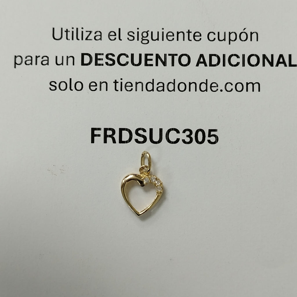 DIJE CORAZON CON CIRCONIAS 14K 1.4 GR (NUEVO)